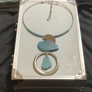 Silver and sea blue women costume jewelry.